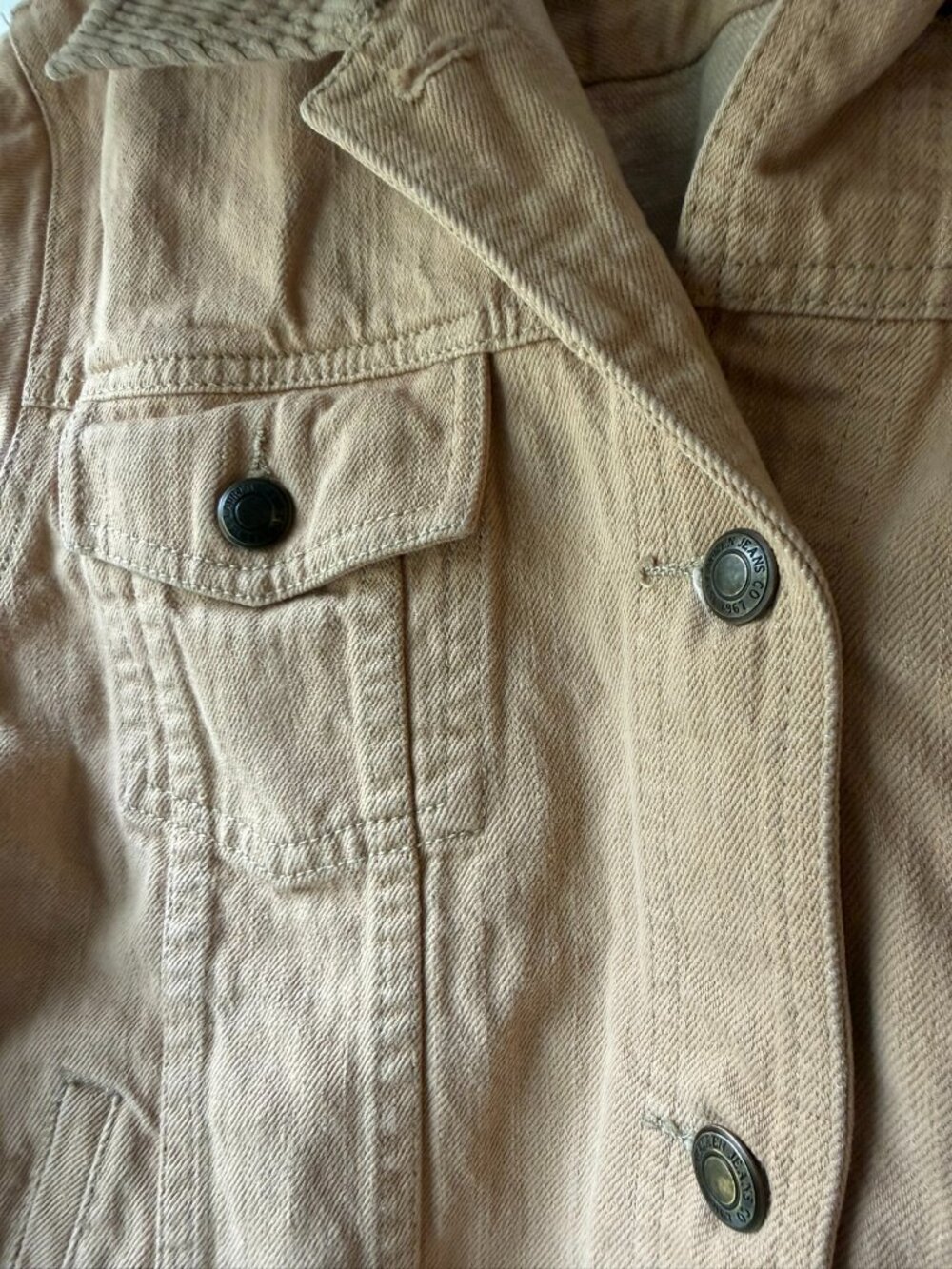 Lauren Ralph Lauren Tan Denim Trucker Jacket Corduroy Collar Women's L - Picture 4 of 8